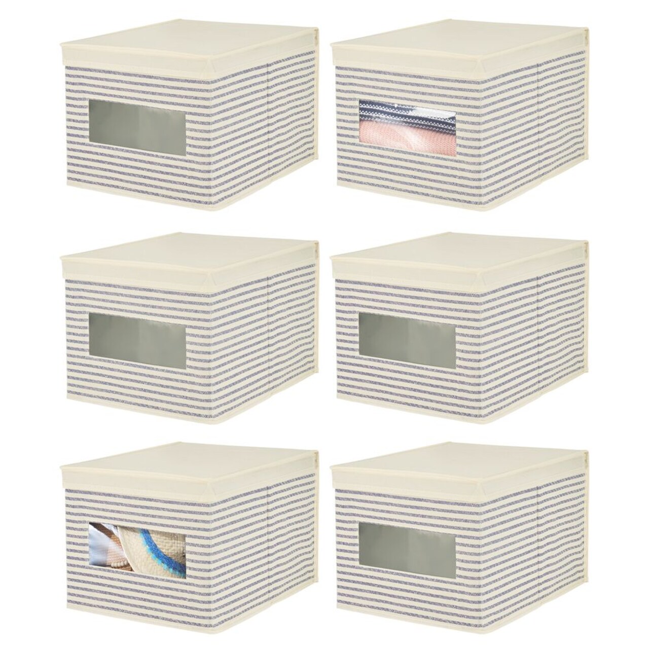 mDesign Large Fabric Closet Storage Box with Front Window/Lid